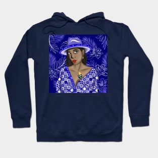 black caribbean woman in panama hat and talavera arts Hoodie